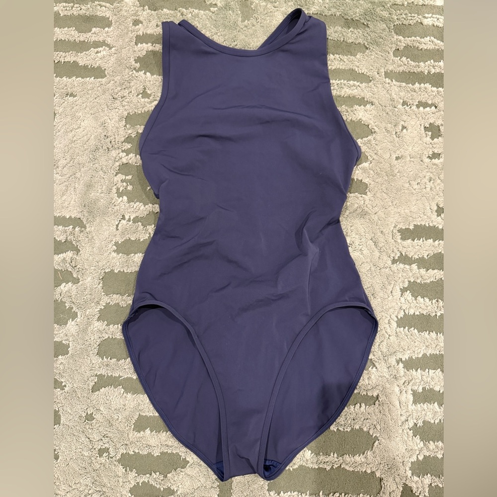 “Vintage” HM navy halter swim maillot